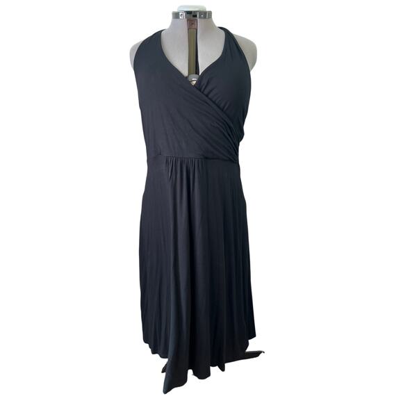 Woman’s Boden St Lucia black knit fit and flare halter dress midi size xl - Picture 1 of 6